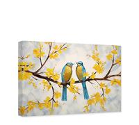 CCWACPP Bird Canvas Wall Art Two Loving Birds on Yellow Tree Branch Picture Print Animal Artwork Living Room Decor Frame (Birds - 2, 30.00 x 45.00 cms)
