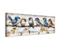 CCWACPP Birds on Tree Branches Wall Art Rustic Bird Painting Canvas Print Flying Animal Pictures Country Farmhouse Living Room Bedroom Home Decor (25x75cm)