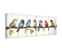 CCWACPP Birds on Tree Branches Wall Art Rustic Bird Painting Canvas Print Flying Animal Pictures Country Farmhouse Living Room Bedroom Home Decor (25x75cm)