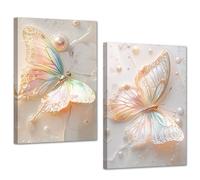 CCWACPP Butterfly Canvas Wall Art 2 PCS Butterfly Pictures for Bedroom Butterflies Painting Print Animal Poster Girls' Room Decor Framed (28x35cmx2)