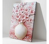 CCWACPP Cherry Blossom Canvas Wall Art Japanese Wall Decor Pink Floral Pictures Japan Landscape Poster Modern artwork Living Room Bedroom Decor Framed (30.00 x 45.00 cms)