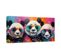 CCWACPP Colorful Panda Canvas Wall Art Animal Painting Wall Decor Panda Wearing Glasses Pictures Print Living Room Decor Frame (Panda - 1, 30.00 x 60.00 cms)