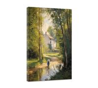 CCWACPP Country Landscape Wall Art Green Nature Painting Canvas Countryside Scenery Artworks Print Farmhouse Western Home Room Decor Framed (A, (40.00 x 60.00 cms))