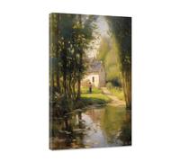 CCWACPP Country Landscape Wall Art Green Nature Painting Canvas Countryside Scenery Artworks Print Farmhouse Western Home Room Decor Framed (B, (40.00 x 60.00 cms))