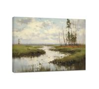 CCWACPP Country Landscape Wall Art Green Nature Wilderness Painting Canvas Countryside Scenery Artworks Print Farmhouse Western Home Decor Framed (D, (30.00 x 45.00 cms))
