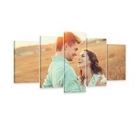 CCWACPP Custom 5 Panel Wall Art Personalized Canvas Prints with Your Photos Customized Poster Gifts Customize Pictures Personal Painting Ready to Hang (Frame, 8x14inx2 8x18inx2 8x22inx1)