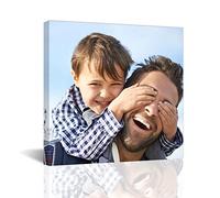 CCWACPP Custom Your Father and Son Photo On Canvas Wall Art Personalized Family Picture Prints Gifts for Your Lovers Friends Mother Kids Pet Animal (1 Panel Frame, 18" Wx18 H(45x45cm))