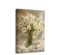 CCWACPP Daisy Canvas Wall Art Floral Bathroom Wall Decor Rustic White Flower Painting Print Daisies in a Vase Pictures Bedroom Office Kitchen Decor Frame (30.00 x 45.00 cms)