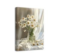 CCWACPP Daisy Canvas Wall Art Floral Bathroom Wall Decor Rustic White Flower Painting Print Daisies in a Vase Pictures Bedroom Office Kitchen Decor Frame (40.00 x 60.00 cms)
