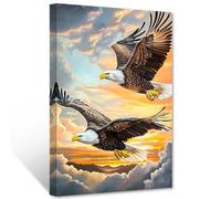 CCWACPP Eagle Wall Art Wildlife Canvas Prints Bald Eagle Picture Wild Animal Painting Poster Animal Artwork Living Room Office Bedroom Decor Framed (30.00 x 45.00 cms)