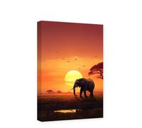 CCWACPP Elephant Canvas Wall Art Animal Painting Wall Decor African Grassland Sunset Picture Wildlife Poster Living Room Decor Frame (Elephant - 1, 30.00 x 45.00 cms)