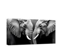 CCWACPP Elephant Couple Canvas Wall Art Black and White Animal Painting Print Wildlife Pictures Poster Modern Artwork Decor Frame (Elephant, 40.00 x 80.00 cms)