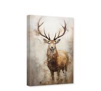 CCWACPP Elk Canvas Wall Art Deer Pictures Wall Decor Animal Portrait Print Painting Wildlife Poster Large Living Room Decor Frame (Deer - 1, 16.00" x 24.00")