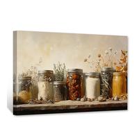 CCWACPP Farm Kitchen Canvas Wall Art Vintage Farmhouse Wall Decor Spice Pictures Print Country Landscape Painting Dining Room Kitchen Decor Framed (50.00 x 75.00 cms)