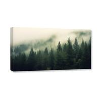 CCWACPP Foggy Forest Canvas Wall Art Misty Forest Wall Art Mountain Range Pine Tree Pictures Print Large Landscape Decor Frame (Forest - 3, 30.00 x 60.00 cms)