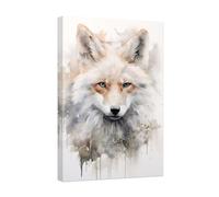 CCWACPP Fox Canvas Wall Art Watercolor Animal Pictures Abstract Wildlife Portrait Painting for Living Room Bedroom Office Home Wall Decor Framed (60.00 x 90.00 cms)