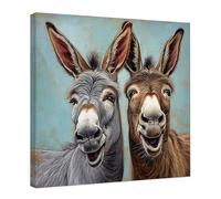 CCWACPP Funny Animal Wall Art Donkey Canvas Art Prints Farm Animal Painting Farmhouse Bathroom Bedroom Home Wall Décor (18.00" x 18.00")