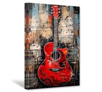 CCWACPP Guitar Canvas Wall Art Vintage Music Wall Decor Guitar Pictures Print Musical Instruments Poster Music Room Classroom Office Decor Framed (30.00 x 45.00 cms)