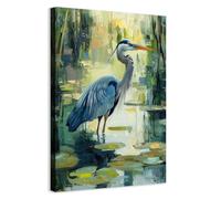 CCWACPP Heron Wall Art Coastal Crane Picture Blue Heron Wall Decor Heron Bird Art Prints Seaside Animal Canvas Painting for Bathroom Home Decor Framed (40.00 x 60.00 cms)