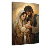 CCWACPP Holy Family Wall Art Catholic Wall Canvas Jesus Pictures Virgin Mary Painting Prints for Living Room Home Church Prayer Room Decor Framed (40.00 x 60.00 cms)