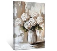 CCWACPP Hydrangea Canvas Wall Art Farmhouse Flower Wall Decor White Hydrangea Pictures Print Vintage Floral Painting Country Living Room Bedroom Decor Framed (40.00 x 60.00 cms)