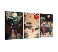CCWACPP Japanese Canvas Wall Art Geisha Pictures Asian 3 Piece Wall Decor Japan Woman Prints Japanese Theme Room Decor Framed (30x40cmx3)