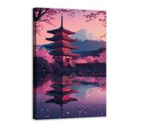 CCWACPP Japanese Wall Art Canvas Japan Landscape Picture Sakura Prints Japan Traditional Artwork for Living Room Bedroom Home Decor Framed (30.00 x 45.00 cms)