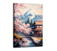 CCWACPP Japanese Wall Art Canvas Japan Landscape Picture Sakura Prints Japan Traditional Artwork for Living Room Bedroom Home Decor Framed (40.00 x 60.00 cms)