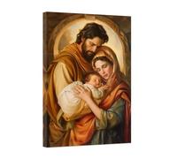 CCWACPP Jesus Canvas Wall Art Family Jesus Virgin Mary Joseph Painting Holy Family Picture Catholic Art Prints Nativity Christian Decor for Church Prayer Room (A, (50.00 x 75.00 cms))