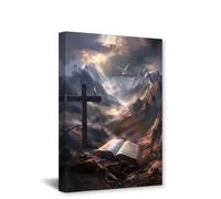 CCWACPP Jesus Canvas Wall Art Holy Bible Cross Dove Pictures Print Christian Spiritual Painting God Posters Church Room Decor Frame (30.00 x 45.00 cms)