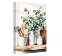 CCWACPP Kitchen Canvas Wall Art Painting Green Plants Canvas Prints Botanical Pictures Framed Rustic Vintage Farmhouse Home Kitchen Dining Pantry Decor (50.00 x 75.00 cms)