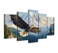 CCWACPP Large Eagle Canvas Wall Art 5 Piece Living Room Wall Decor Flying Bald Eagles Painting Bird Pictures Wildlife Artwork Framed Prints for Home Decor (20x35cmx2 20x45cmx2 20x55cmx1)