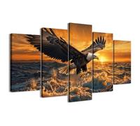 CCWACPP Large Eagle Canvas Wall Art 5 Piece Living Room Wall Decor Flying Bald Eagles Painting Bird Pictures Wildlife Artwork Framed Prints for Home Decor (20x35cmx2 20x45cmx2 20x55cmx1)