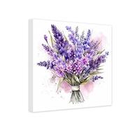 CCWACPP Lavender Pictures Wall Decor Flower Canvas Wall Art Purple Floral Painting Print Modern Artwork Bathroom Decor Frame (Lavender - 2, 18x18inch (45x45cm))