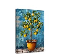 CCWACPP Lemon Pictures for Kitchen Fruit Canvas Wall Art Vintage Lemon Tree Painting Yellow Artwork Print Farmhouse Restaurant Dining Room Bar Decor Frame (30.00 x 45.00 cms)