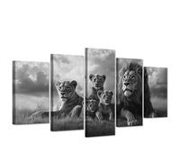 CCWACPP Lion Family Canvas Wall Art 5 PCS African Animal Pictures Wildlife Prints Lion Poster Wild Animal Artwork Living Room Decor Framed (25x40cmx2 25x50cmx2 25x60cmx1)