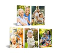 CCWACPP Multi-Panel Custom Picture 5 Piece Personalized Wall Art with Your Photo Family Baby Wedding Pet on Canvas (5 Panel Frame, 7" Wx5 H（18x13cm）)