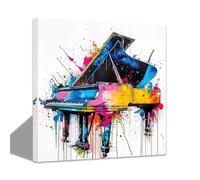 CCWACPP Music Canvas Wall Art Piano Violin Painting Music Themed Pictures Jazz Art Abstract Musical Instruments Prints Music Bedroom Office Home Decor Framed (40.00 x 40.00 cms)
