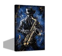 CCWACPP Music Wall Art Canvas Prints Abstract Jazz Pictures Saxophone Musical Instruments Painting Rock Music Studio Man Room Cave Bar Pub Decor Framed (30.00 x 45.00 cms)