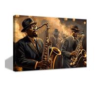 CCWACPP Music Wall Art Canvas Prints Abstract Jazz Pictures Saxophone Musical Instruments Painting Rock Music Studio Man Room Cave Bar Pub Decor Framed (30.00 x 45.00 cms)