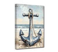 CCWACPP Nautical Wall Decor Anchor Canvas Wall Art Coastal Pictures Print Beach Painting Ocean Theme Posters Bathroom Office Nautical Decor Framed (30L x 45W cm)