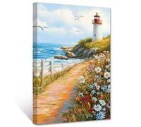 CCWACPP Ocean Lighthouse Wall Art Coastal Canvas Prints Seascape Pictures Beach Artwork Nautical Posters Sea Landscape Bathroom Bedroom Decor Framed (40.00 x 60.00 cms)