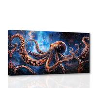 CCWACPP Octopus Wall Art Ocean Animal Canvas Print Abstract Octopus Pictures Marine Life Painting Poster Living Room Nautical Decor Framed (40L x 80W cm)