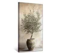CCWACPP Olive Tree Canvas Wall Art Rustic Botanical Wall Decor Vintage Plant Pictures Still Life Painting Print Farmhouse Kitchen Decor Framed (20L x 40W cm)