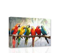 CCWACPP Parrot Canvas Wall Art Birds Pictures Wall Decor Colorful Parrot on Branch Print Painting Tropical Rain Forest Birds Decor Frame (Parrot - 2, 16.00" x 24.00")