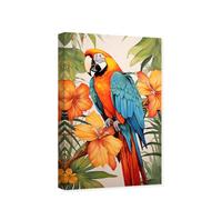CCWACPP Parrot Canvas Wall Art Colorful Parrot on Branch Painting Pictures Tropical Rain Forest Birds Print Artwork Decor Frame (Parrot - 3, 70.00 x 105.00 cms)