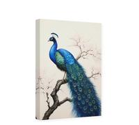 CCWACPP Peacock Pictures Wall Decor Vintage Blue Peacock Canvas Wall Art Animal Painting Print Living Room Bedroom Decor Frame (30.00 x 45.00 cms, Peacock - 2)