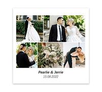 CCWACPP Personalized Picture Collage Canvas Customized Multi Photo Prints Wedding Photo on Canvas Custom Poster Wall Art Gift for Family Friends Couple (Templates-05, 10"x10"(25x25cm))