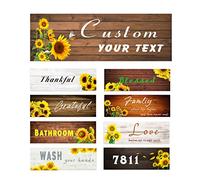 CCWACPP Personalized Quotes on Canvas Custom Name Signs Wal Art Customized Text in Sunflower Wood Background Wall Decor (12 x 4, 15 x 5, 18 x 6, 21 x 7, 24 x 8, 30 x 10inch)