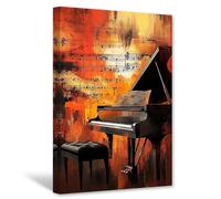 CCWACPP Piano Canvas Wall Art Vintage Music Wall Decor Piano Pictures Print Musical Instruments Poster Music Room Classroom Office Decor Framed (40.00 x 50.00 cms)